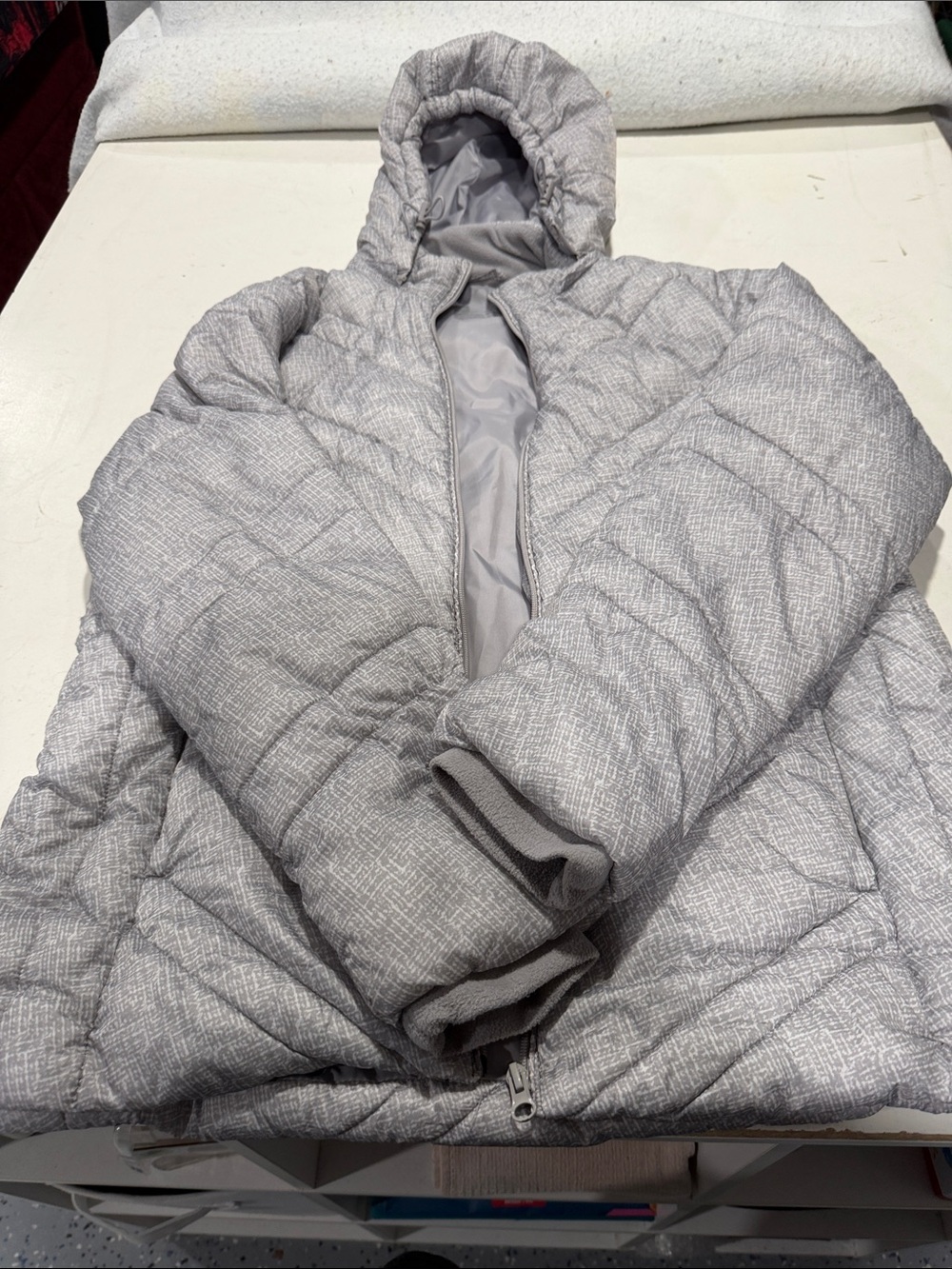 Xersion Light Gray Quilted Hooded Jacket